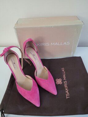 Tsakiris Mallas Magenta Suede Pointed Toe, Size 38 EU